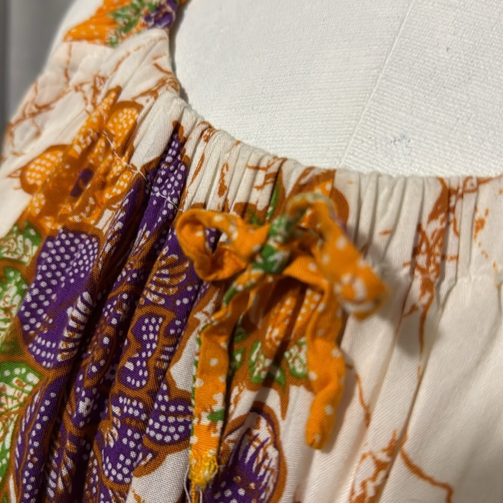Batik Dress-Sz S/M-Cotton Blend Popover Style-Boho Chic Casual - Picture 5 of 15